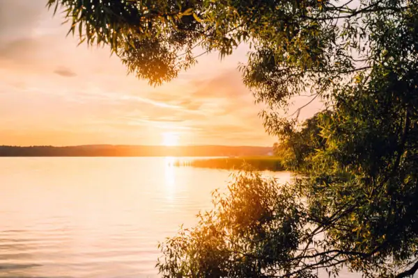 Zonsondergang over de Scharmützelsee.