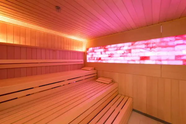 Textiel sauna Sauna met roze licht