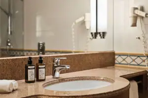 Badkamer Wastafel met zeepdispenser in de badkamer