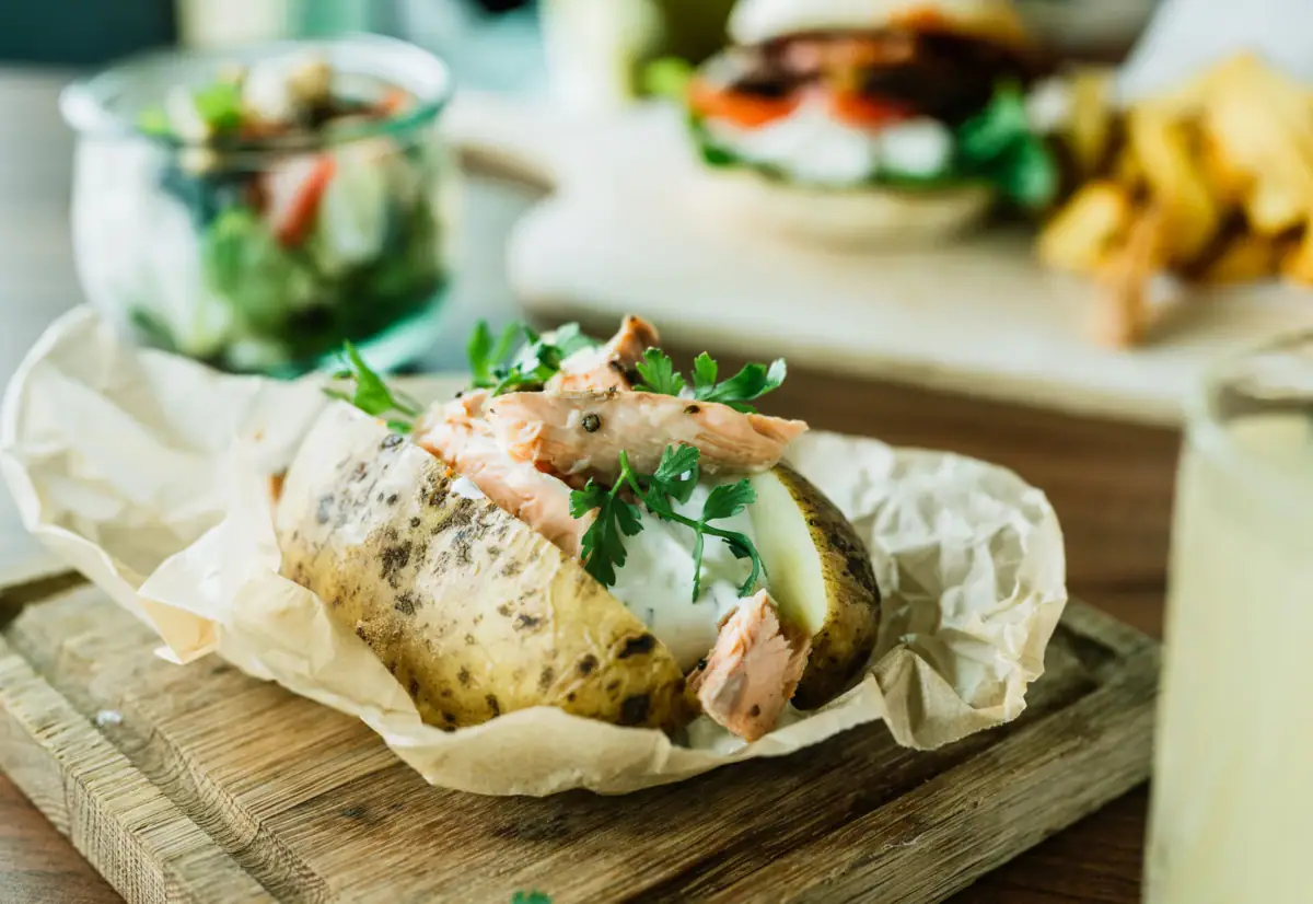 Aardappeljasje met zalm