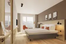 Hotelkamer Slaapkamer met bed en stoel
